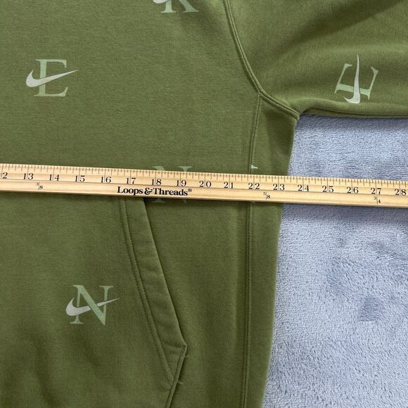 Nike Sportswear Club Fleece‎ Allover Print Mens Large Pullover Hoodie Green - Picture 9 of 11